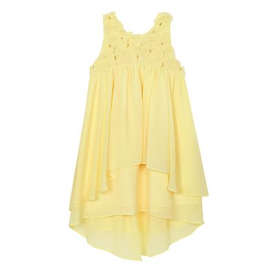 Girls' yellow tiered chiffon dress